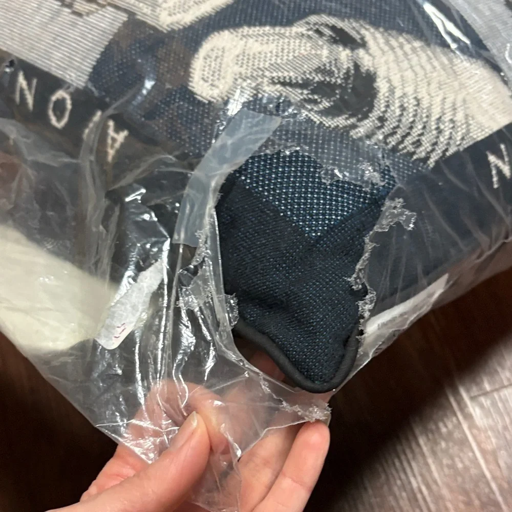Avon Tapestry Pillow Lipstick ANEW Decorative Navy And Black Square 14.5x14.5
